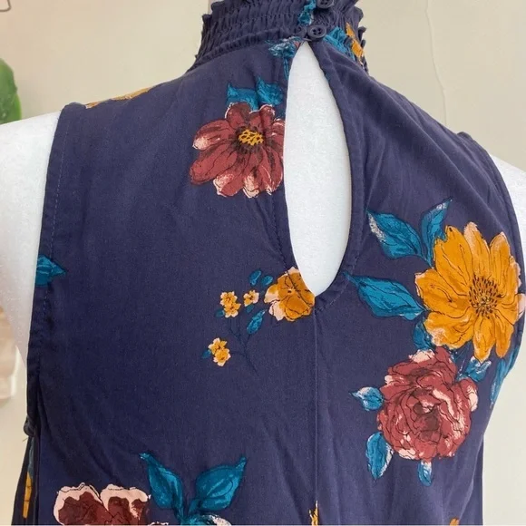 Xhilaration Purple Floral Women S Mock Neck Sleeveless Mini Shift Dress Bohemian - Picture 9 of 15